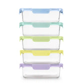 Color Lock® Glass Food Storage, 5 Cup Set of 5