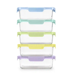 Color Lock® Glass Food Storage, 5 Cup Set of 5