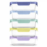 Color Lock® Glass Food Storage, 3.4 Cup Set of 5