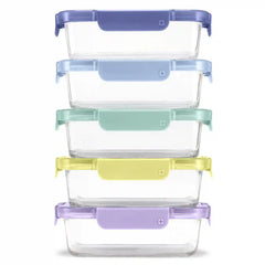 Color Lock® Glass Food Storage, 3.4 Cup Set of 5