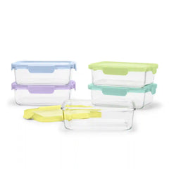 Color Lock® Glass Food Storage, 5 Cup Set of 5
