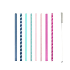 Plastic Reusable Straws - 8 Pack Set