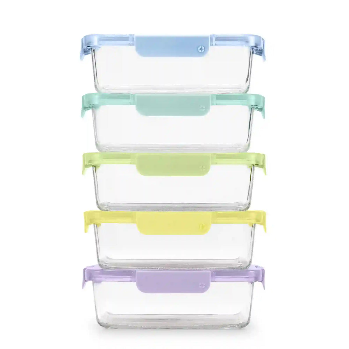 Color Lock® Glass Food Storage, 5 Cup Set of 5