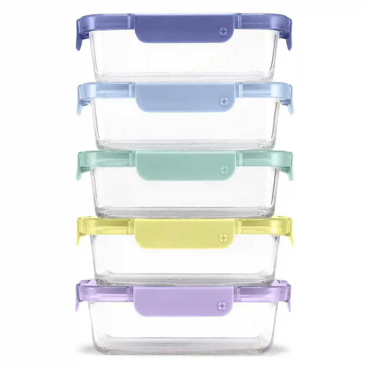 Color Lock® Glass Food Storage, 3.4 Cup Set of 5